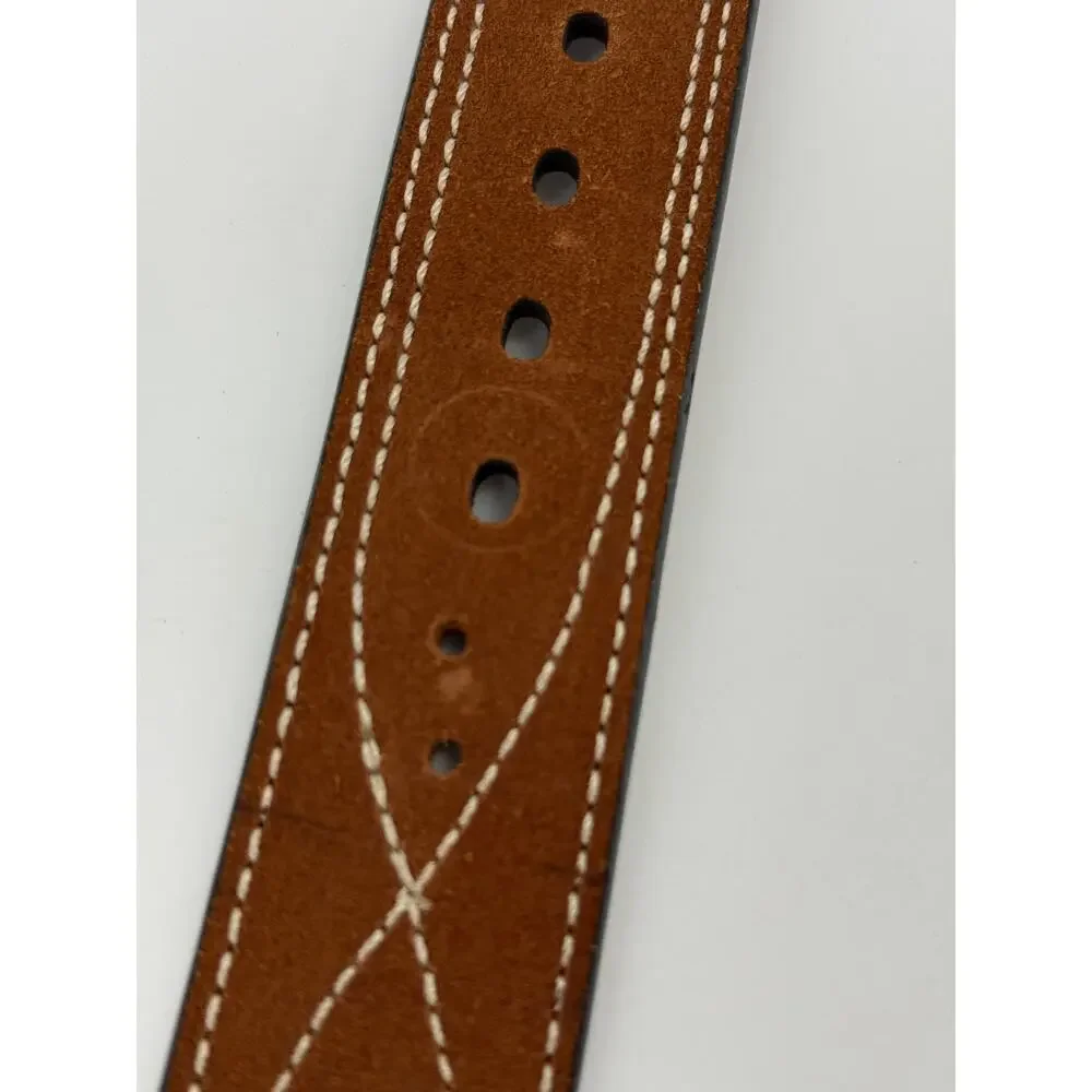 Suede Leather Western Belt Stitching Cowboy Rodeo Silver Buckle Size 44